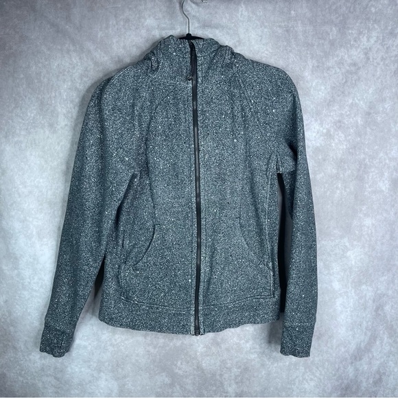 Lululemon Scuba Hoodie Light Cotton Fleece Luminesce Splatter White Black Sz 8 - Picture 2 of 8